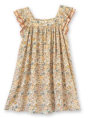 Beet World - Girls' Square Neck Flutter Sleeves Floral Dress - Size: 7-8Y